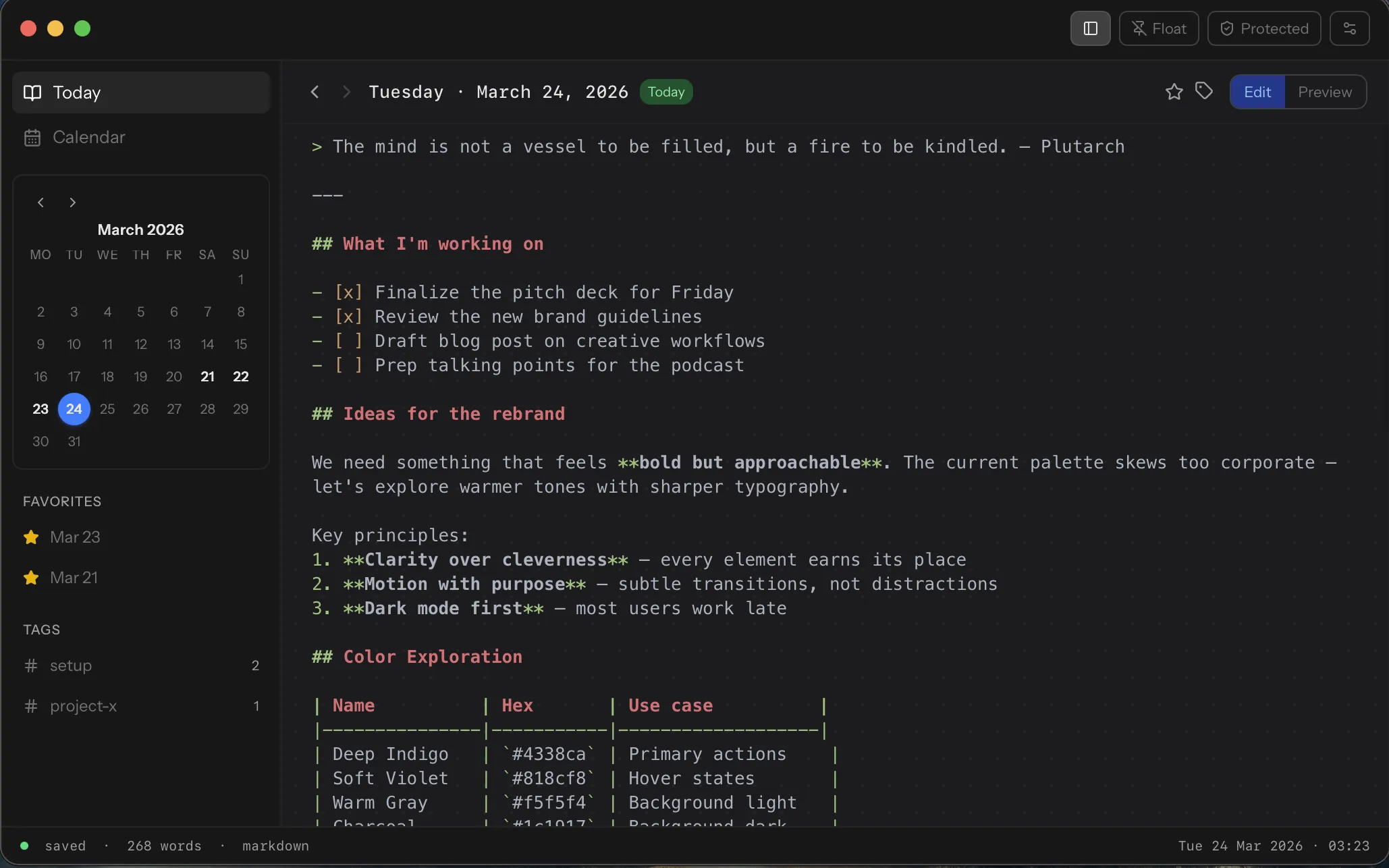 Inkognito edit mode – markdown editor with syntax highlighting